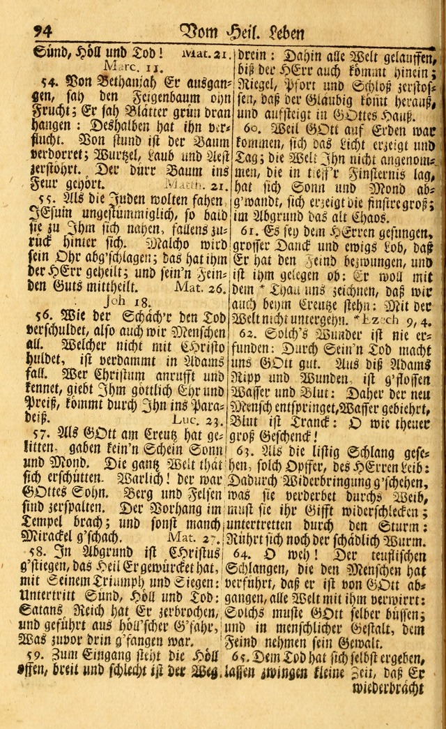 Neu-Eingerichtetes Gesang-Buch in Sich Haltend eine Sammlung (mehrentheils alter) Schöner lehr-reicher underbailicher Lieder... page 94