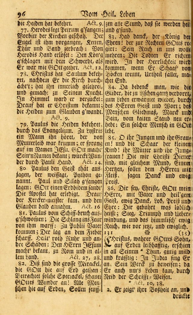 Neu-Eingerichtetes Gesang-Buch in Sich Haltend eine Sammlung (mehrentheils alter) Schöner lehr-reicher underbailicher Lieder... page 96