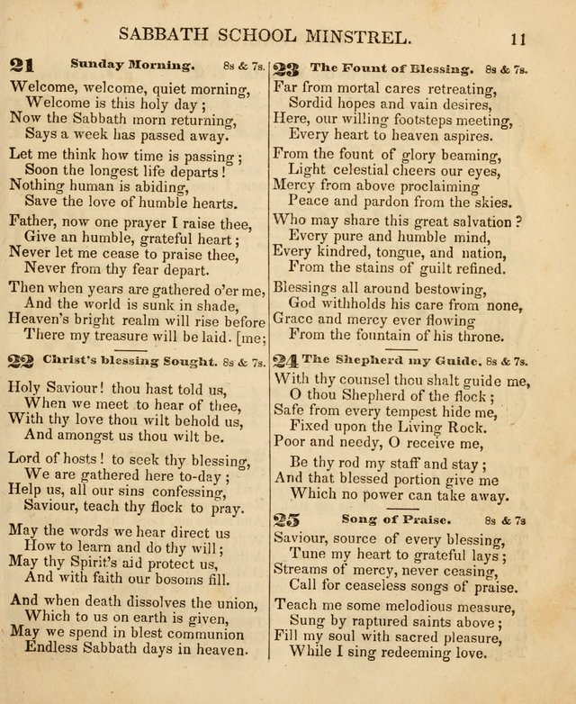 The New England Sabbath School Minstrel: a collection of music and hymns adapted to sabbath schools, families, and social meetings page 11