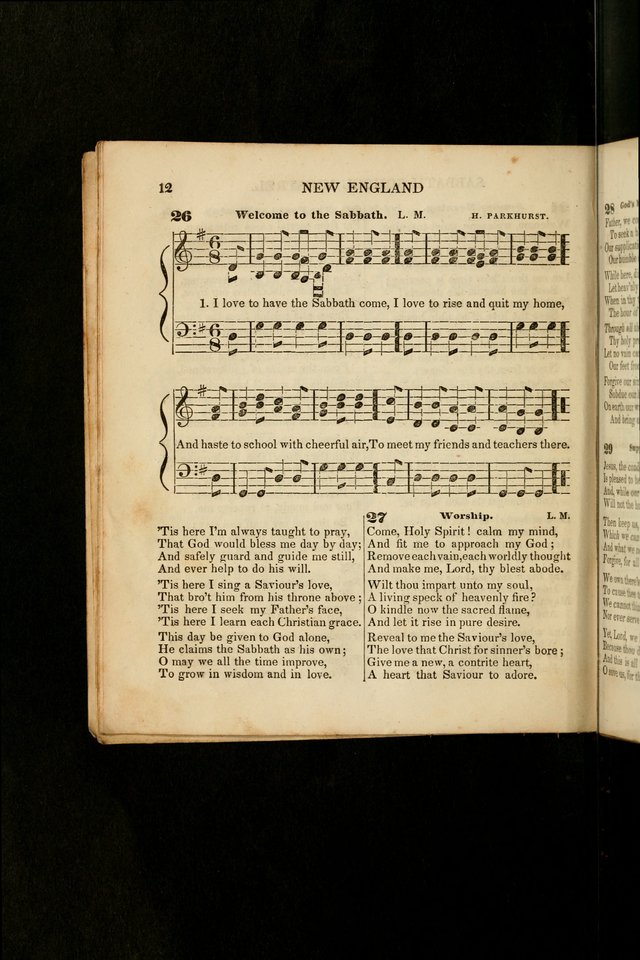 The New England Sabbath School Minstrel: a collection of music and hymns adapted to sabbath schools, families, and social meetings page 12