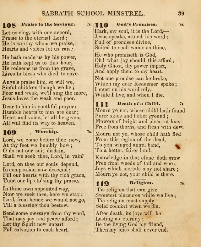 The New England Sabbath School Minstrel: a collection of music and hymns adapted to sabbath schools, families, and social meetings page 41