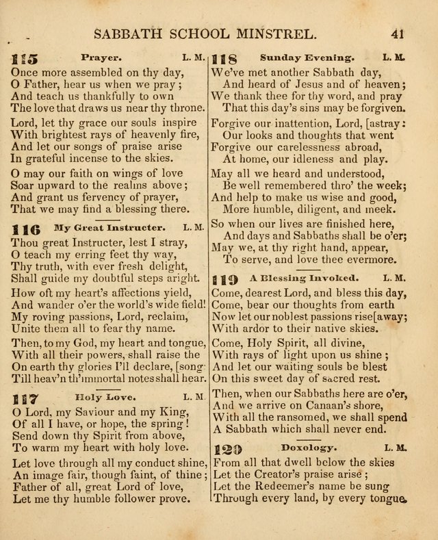 The New England Sabbath School Minstrel: a collection of music and hymns adapted to sabbath schools, families, and social meetings page 43