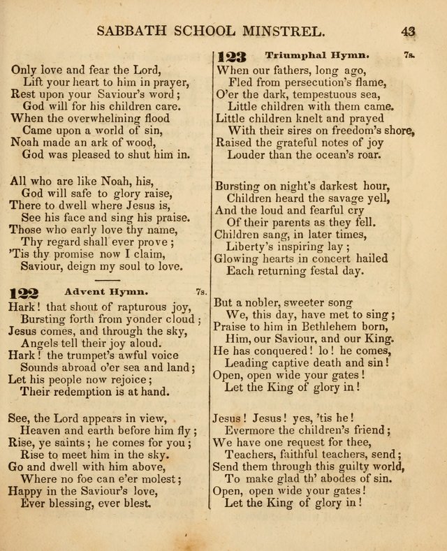 The New England Sabbath School Minstrel: a collection of music and hymns adapted to sabbath schools, families, and social meetings page 45