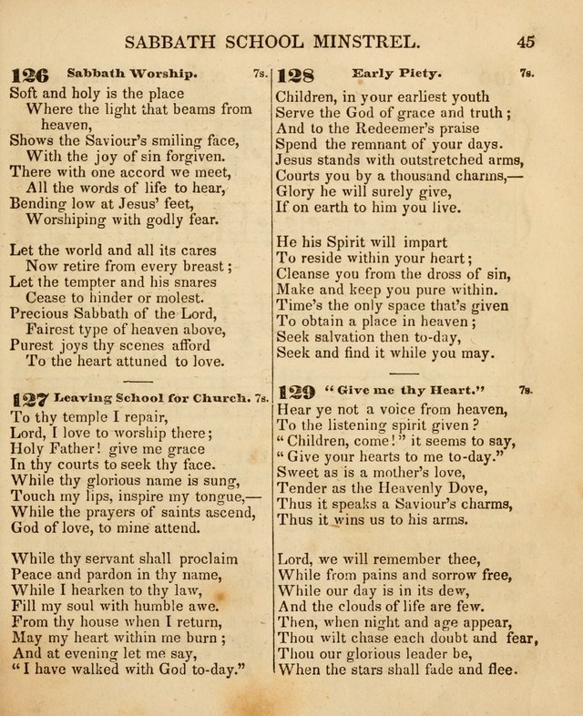 The New England Sabbath School Minstrel: a collection of music and hymns adapted to sabbath schools, families, and social meetings page 47