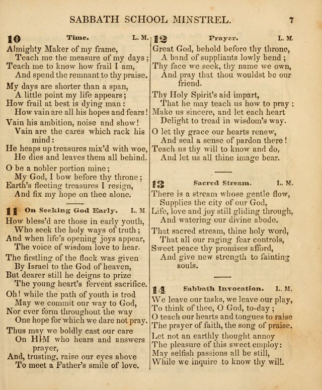 The New England Sabbath School Minstrel: a collection of music and hymns adapted to sabbath schools, families, and social meetings page 7