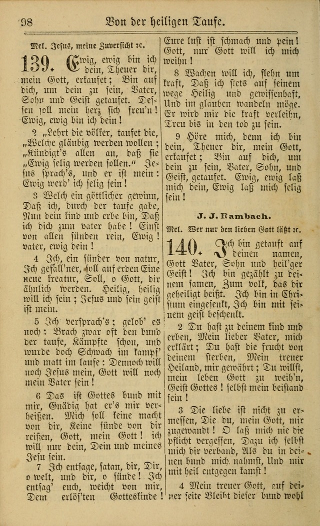 Neuestes Gemeinschaftliches Gesangbuch: zum gotttesdienstlichen Gebrauch der Lutherischen und Reformierten Gemeinden in Nord-Amerika: eine sammlung von 652 liedern mit dem dazu gehörigen anhang... page 100