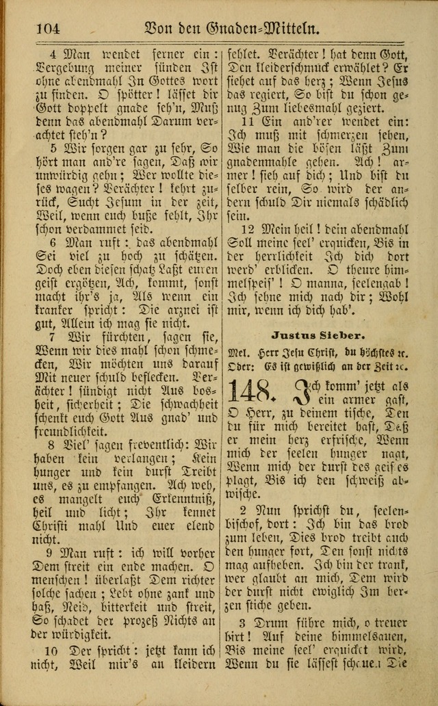 Neuestes Gemeinschaftliches Gesangbuch: zum gotttesdienstlichen Gebrauch der Lutherischen und Reformierten Gemeinden in Nord-Amerika: eine sammlung von 652 liedern mit dem dazu gehörigen anhang... page 106