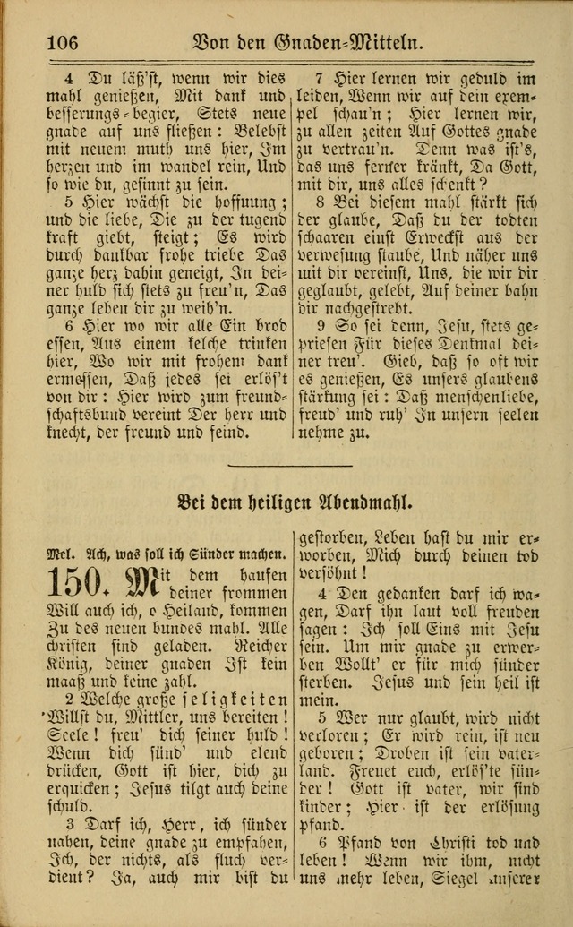 Neuestes Gemeinschaftliches Gesangbuch: zum gotttesdienstlichen Gebrauch der Lutherischen und Reformierten Gemeinden in Nord-Amerika: eine sammlung von 652 liedern mit dem dazu gehörigen anhang... page 108