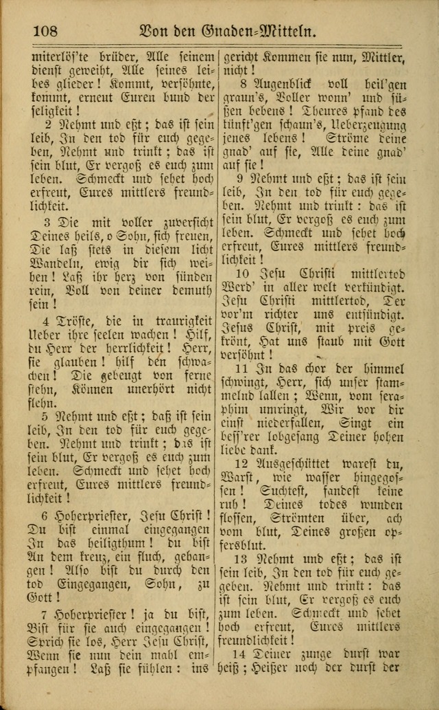 Neuestes Gemeinschaftliches Gesangbuch: zum gotttesdienstlichen Gebrauch der Lutherischen und Reformierten Gemeinden in Nord-Amerika: eine sammlung von 652 liedern mit dem dazu gehörigen anhang... page 110