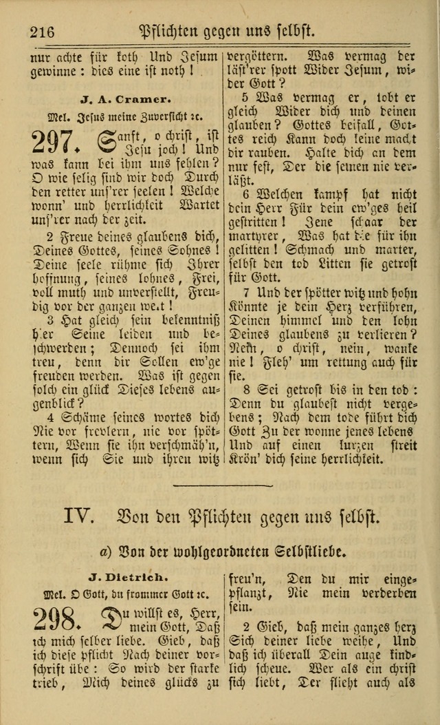 Neuestes Gemeinschaftliches Gesangbuch: zum gotttesdienstlichen Gebrauch der Lutherischen und Reformierten Gemeinden in Nord-Amerika: eine sammlung von 652 liedern mit dem dazu gehörigen anhang... page 218