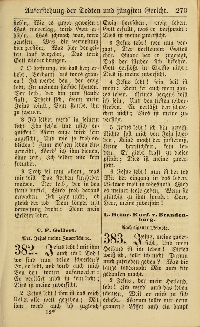 Neuestes Gemeinschaftliches Gesangbuch: zum gotttesdienstlichen Gebrauch der Lutherischen und Reformierten Gemeinden in Nord-Amerika: eine sammlung von 652 liedern mit dem dazu gehörigen anhang... page 275