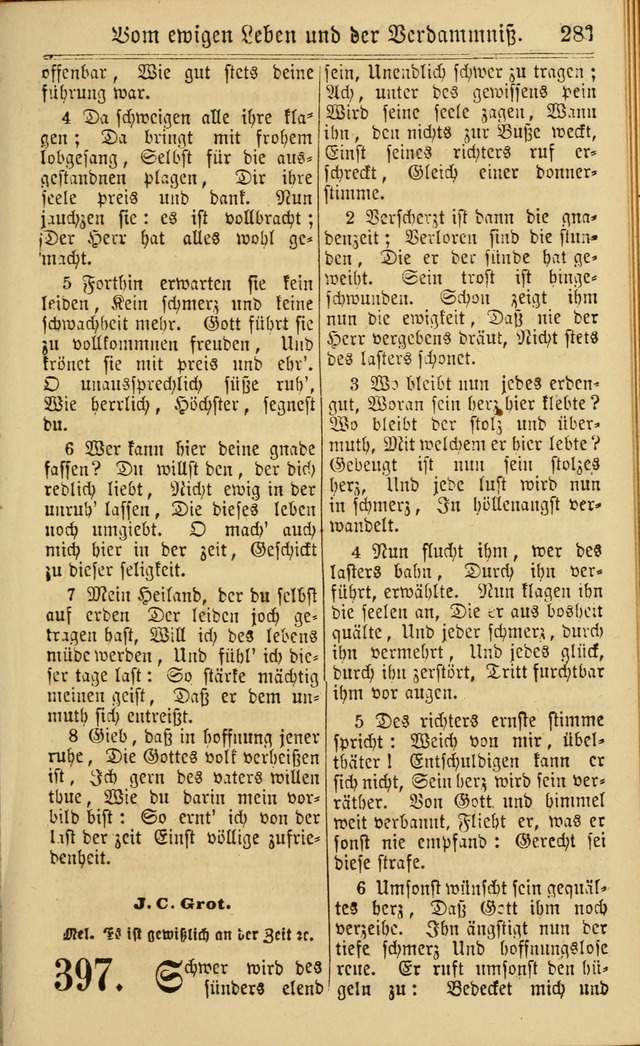 Neuestes Gemeinschaftliches Gesangbuch: zum gotttesdienstlichen Gebrauch der Lutherischen und Reformierten Gemeinden in Nord-Amerika: eine sammlung von 652 liedern mit dem dazu gehörigen anhang... page 285