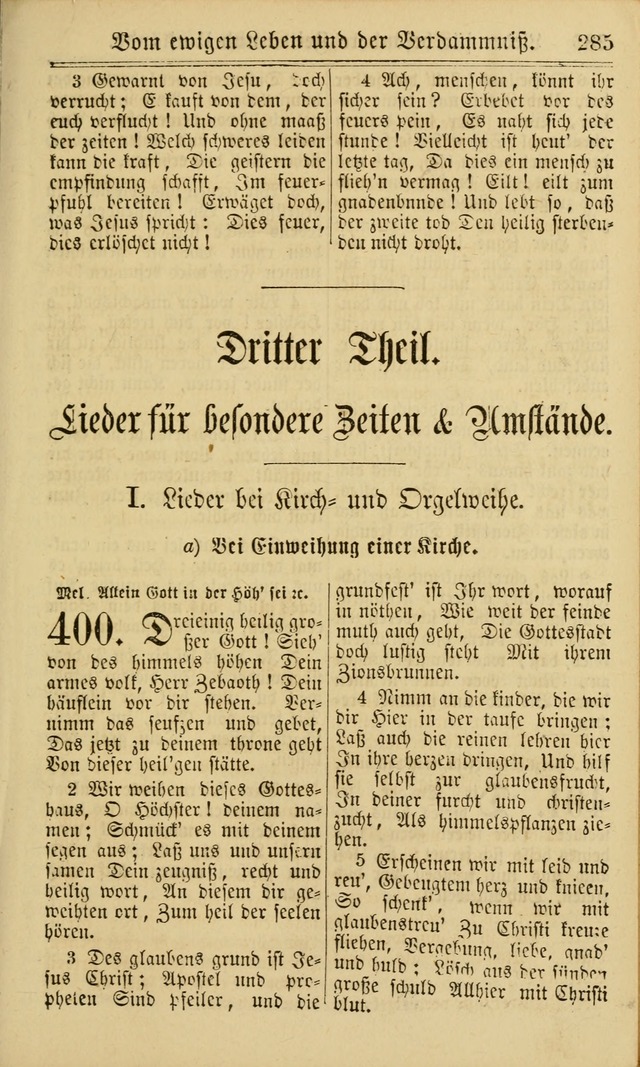 Neuestes Gemeinschaftliches Gesangbuch: zum gotttesdienstlichen Gebrauch der Lutherischen und Reformierten Gemeinden in Nord-Amerika: eine sammlung von 652 liedern mit dem dazu gehörigen anhang... page 287