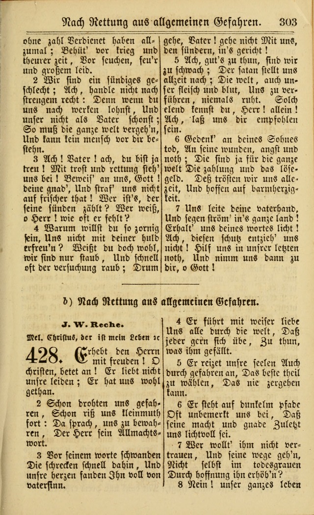 Neuestes Gemeinschaftliches Gesangbuch: zum gotttesdienstlichen Gebrauch der Lutherischen und Reformierten Gemeinden in Nord-Amerika: eine sammlung von 652 liedern mit dem dazu gehörigen anhang... page 305