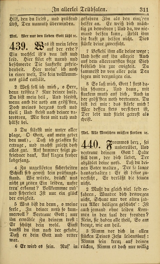 Neuestes Gemeinschaftliches Gesangbuch: zum gotttesdienstlichen Gebrauch der Lutherischen und Reformierten Gemeinden in Nord-Amerika: eine sammlung von 652 liedern mit dem dazu gehörigen anhang... page 313