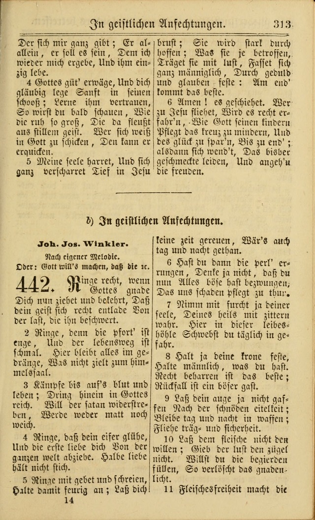 Neuestes Gemeinschaftliches Gesangbuch: zum gotttesdienstlichen Gebrauch der Lutherischen und Reformierten Gemeinden in Nord-Amerika: eine sammlung von 652 liedern mit dem dazu gehörigen anhang... page 315