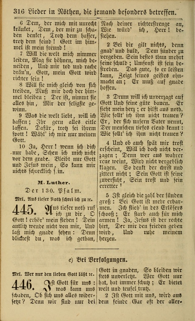 Neuestes Gemeinschaftliches Gesangbuch: zum gotttesdienstlichen Gebrauch der Lutherischen und Reformierten Gemeinden in Nord-Amerika: eine sammlung von 652 liedern mit dem dazu gehörigen anhang... page 318