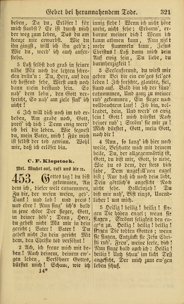 Neuestes Gemeinschaftliches Gesangbuch: zum gotttesdienstlichen Gebrauch der Lutherischen und Reformierten Gemeinden in Nord-Amerika: eine sammlung von 652 liedern mit dem dazu gehörigen anhang... page 323