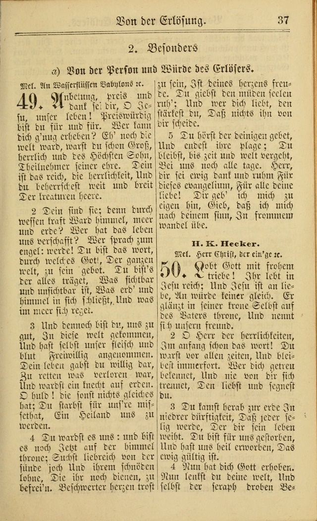 Neuestes Gemeinschaftliches Gesangbuch: zum gotttesdienstlichen Gebrauch der Lutherischen und Reformierten Gemeinden in Nord-Amerika: eine sammlung von 652 liedern mit dem dazu gehörigen anhang... page 37