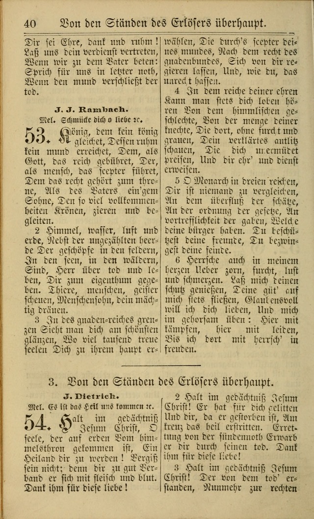 Neuestes Gemeinschaftliches Gesangbuch: zum gotttesdienstlichen Gebrauch der Lutherischen und Reformierten Gemeinden in Nord-Amerika: eine sammlung von 652 liedern mit dem dazu gehörigen anhang... page 40