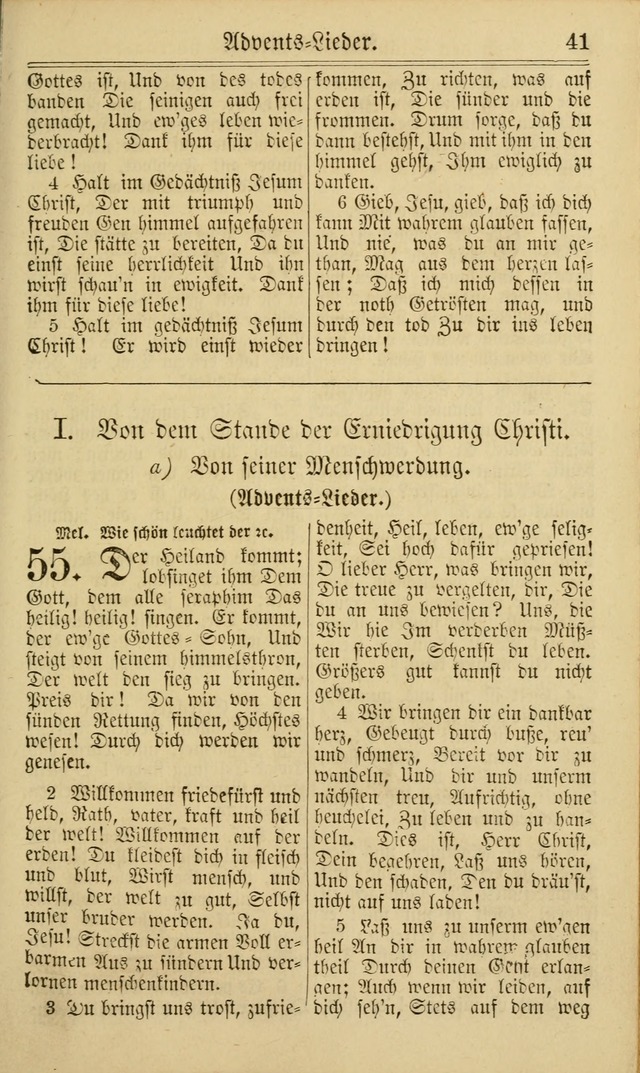 Neuestes Gemeinschaftliches Gesangbuch: zum gotttesdienstlichen Gebrauch der Lutherischen und Reformierten Gemeinden in Nord-Amerika: eine sammlung von 652 liedern mit dem dazu gehörigen anhang... page 41