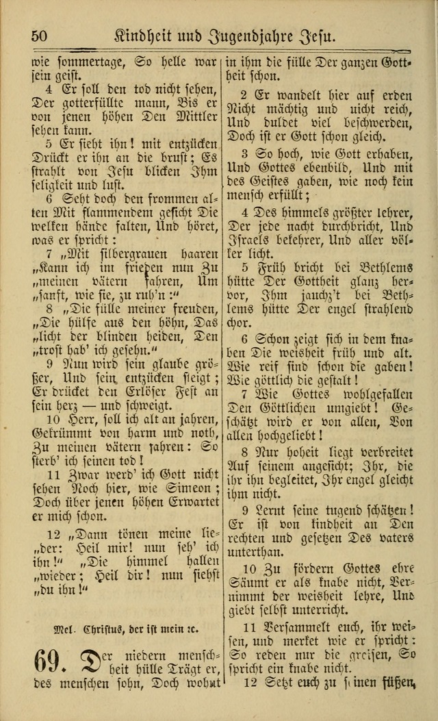 Neuestes Gemeinschaftliches Gesangbuch: zum gotttesdienstlichen Gebrauch der Lutherischen und Reformierten Gemeinden in Nord-Amerika: eine sammlung von 652 liedern mit dem dazu gehörigen anhang... page 50