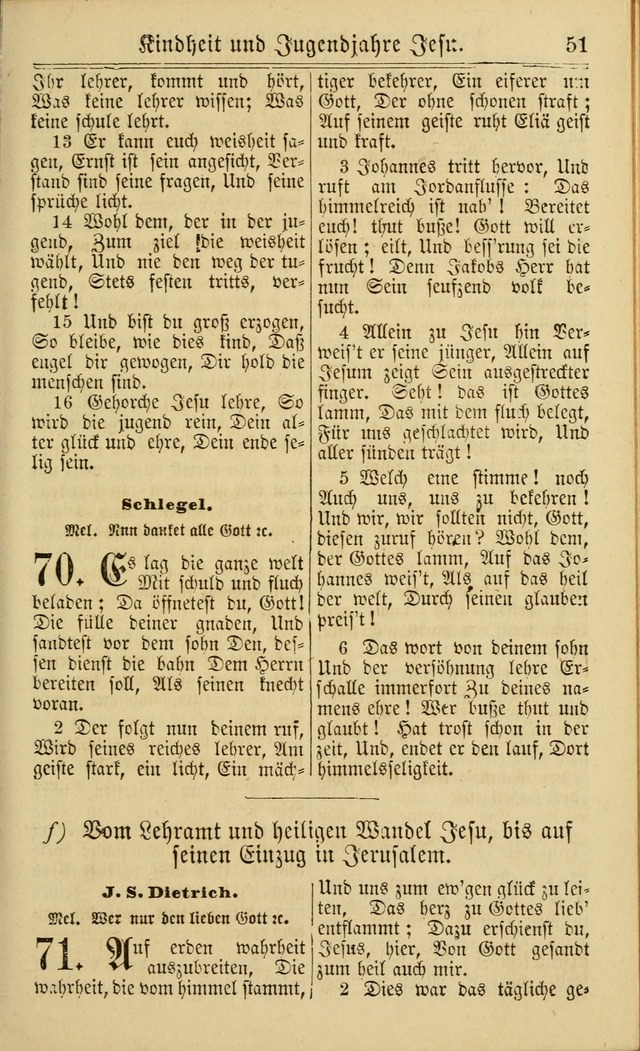 Neuestes Gemeinschaftliches Gesangbuch: zum gotttesdienstlichen Gebrauch der Lutherischen und Reformierten Gemeinden in Nord-Amerika: eine sammlung von 652 liedern mit dem dazu gehörigen anhang... page 51