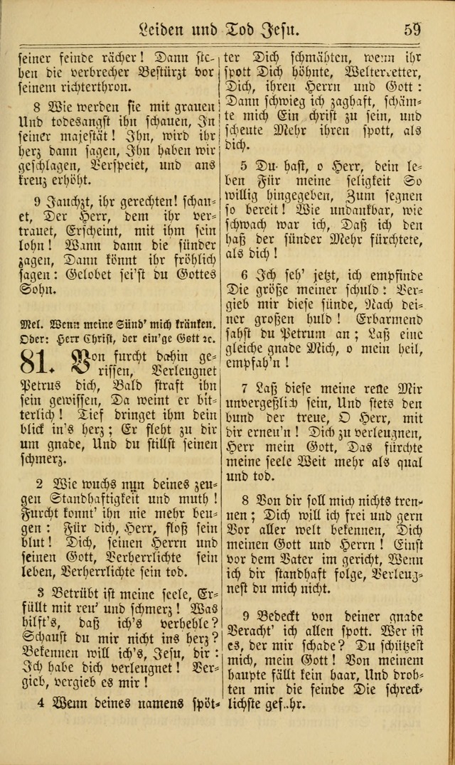 Neuestes Gemeinschaftliches Gesangbuch: zum gotttesdienstlichen Gebrauch der Lutherischen und Reformierten Gemeinden in Nord-Amerika: eine sammlung von 652 liedern mit dem dazu gehörigen anhang... page 59