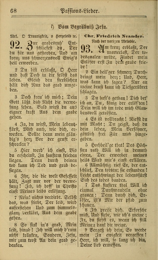 Neuestes Gemeinschaftliches Gesangbuch: zum gotttesdienstlichen Gebrauch der Lutherischen und Reformierten Gemeinden in Nord-Amerika: eine sammlung von 652 liedern mit dem dazu gehörigen anhang... page 68