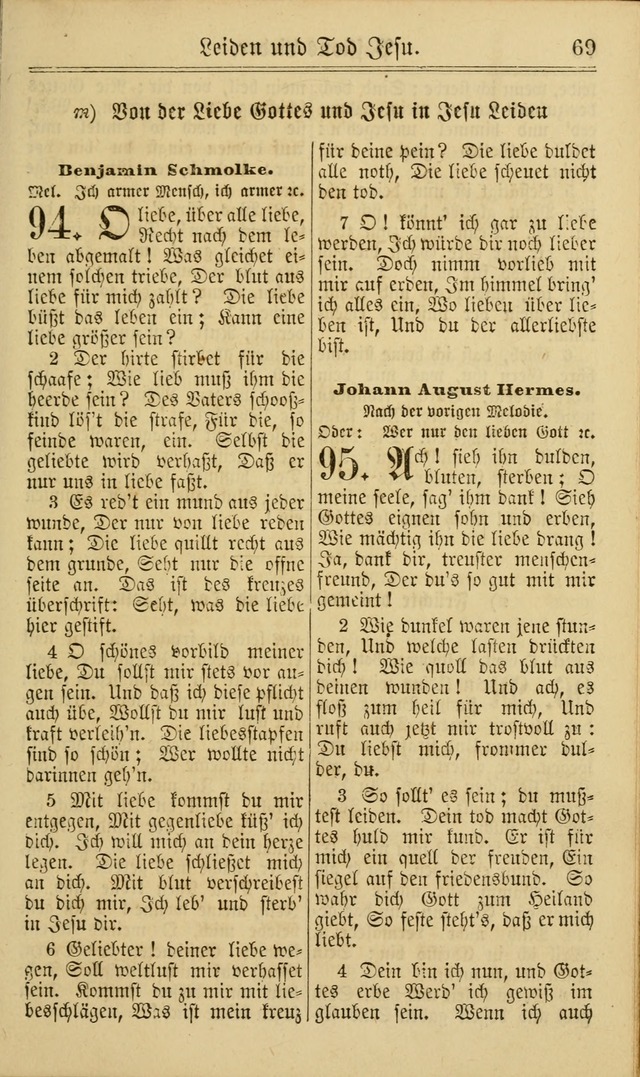 Neuestes Gemeinschaftliches Gesangbuch: zum gotttesdienstlichen Gebrauch der Lutherischen und Reformierten Gemeinden in Nord-Amerika: eine sammlung von 652 liedern mit dem dazu gehörigen anhang... page 69