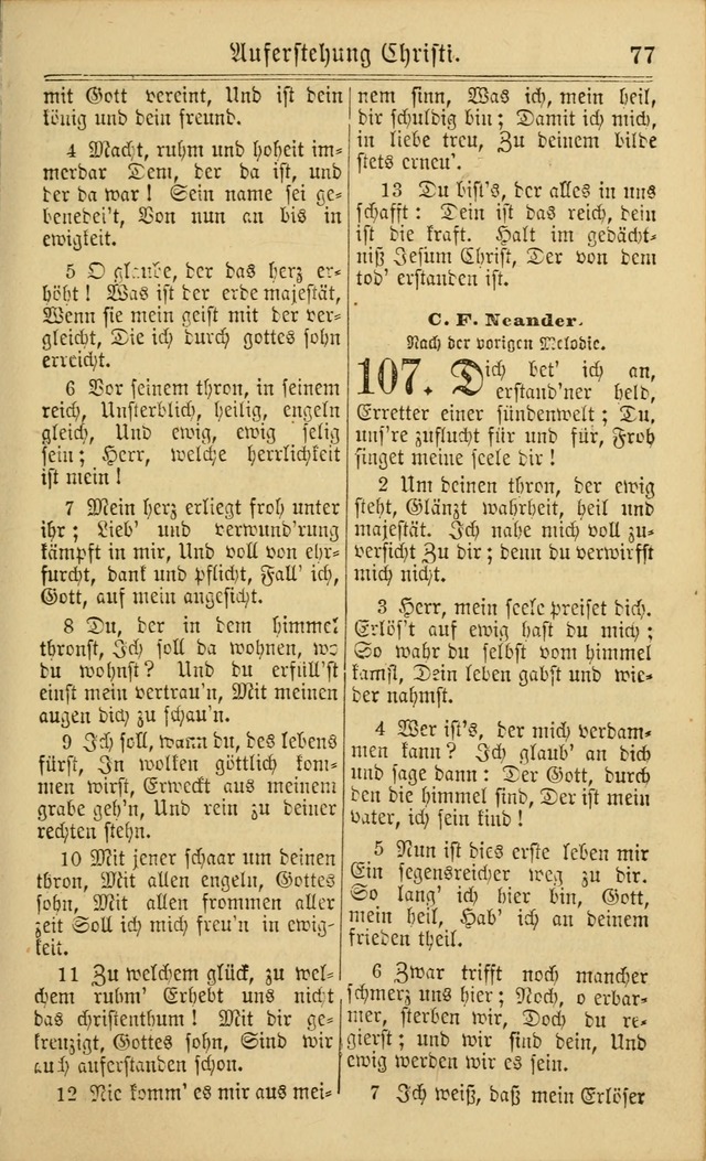 Neuestes Gemeinschaftliches Gesangbuch: zum gotttesdienstlichen Gebrauch der Lutherischen und Reformierten Gemeinden in Nord-Amerika: eine sammlung von 652 liedern mit dem dazu gehörigen anhang... page 77