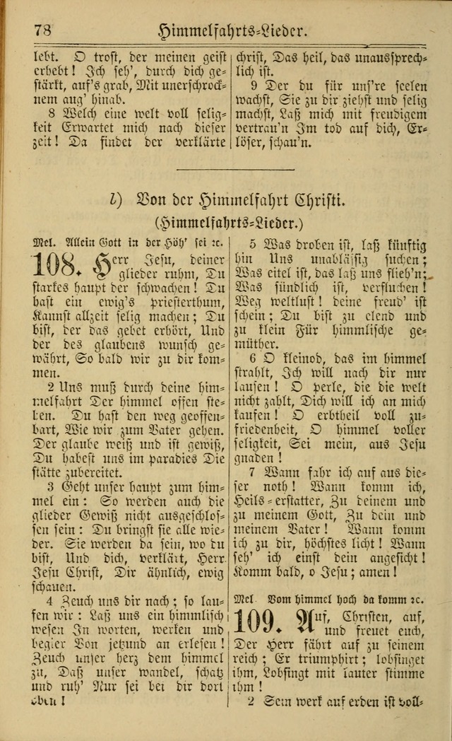 Neuestes Gemeinschaftliches Gesangbuch: zum gotttesdienstlichen Gebrauch der Lutherischen und Reformierten Gemeinden in Nord-Amerika: eine sammlung von 652 liedern mit dem dazu gehörigen anhang... page 78