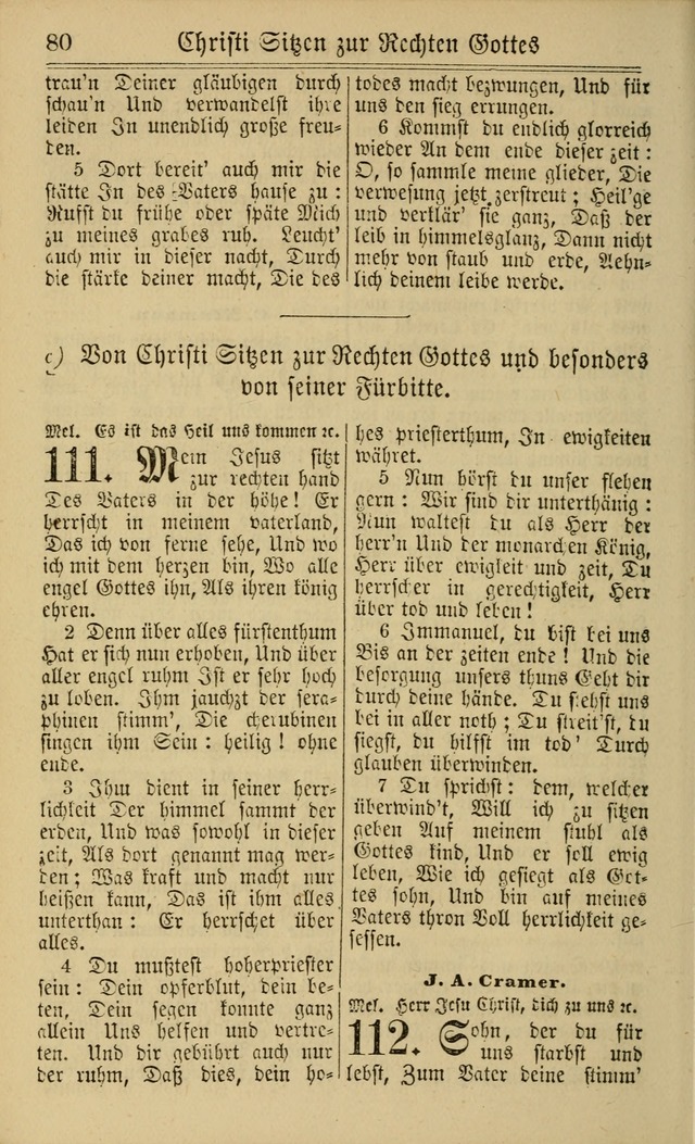 Neuestes Gemeinschaftliches Gesangbuch: zum gotttesdienstlichen Gebrauch der Lutherischen und Reformierten Gemeinden in Nord-Amerika: eine sammlung von 652 liedern mit dem dazu gehörigen anhang... page 80