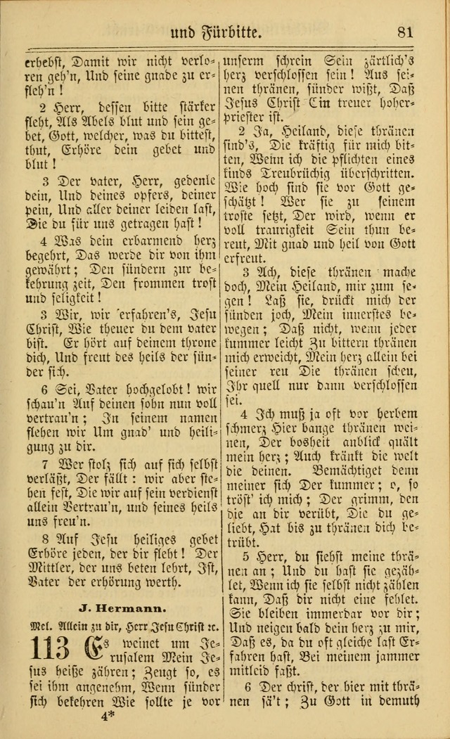 Neuestes Gemeinschaftliches Gesangbuch: zum gotttesdienstlichen Gebrauch der Lutherischen und Reformierten Gemeinden in Nord-Amerika: eine sammlung von 652 liedern mit dem dazu gehörigen anhang... page 81