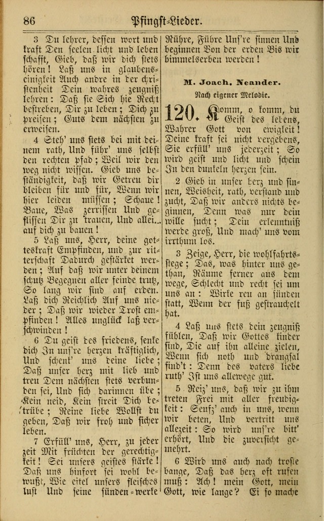 Neuestes Gemeinschaftliches Gesangbuch: zum gotttesdienstlichen Gebrauch der Lutherischen und Reformierten Gemeinden in Nord-Amerika: eine sammlung von 652 liedern mit dem dazu gehörigen anhang... page 86