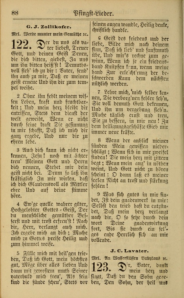 Neuestes Gemeinschaftliches Gesangbuch: zum gotttesdienstlichen Gebrauch der Lutherischen und Reformierten Gemeinden in Nord-Amerika: eine sammlung von 652 liedern mit dem dazu gehörigen anhang... page 88