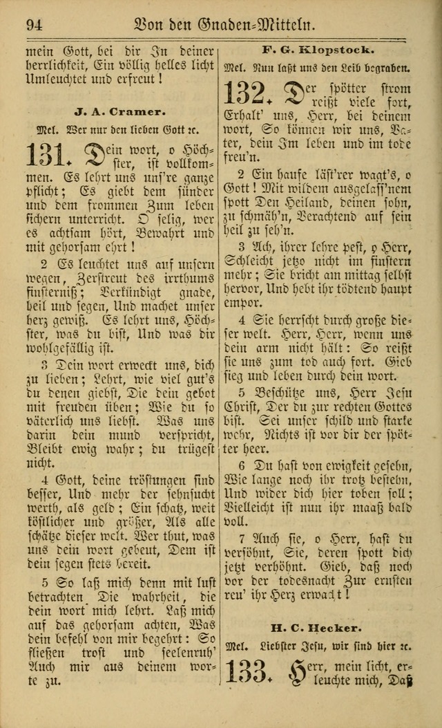 Neuestes Gemeinschaftliches Gesangbuch: zum gotttesdienstlichen Gebrauch der Lutherischen und Reformierten Gemeinden in Nord-Amerika: eine sammlung von 652 liedern mit dem dazu gehörigen anhang... page 94