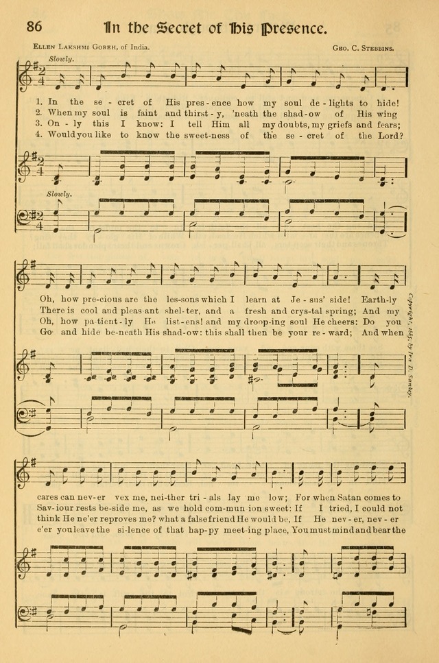 Northfield Hymnal: for use in evangelistic and church services, conventions, sunday schools, and all prayer and social meetings of the church and home page 86