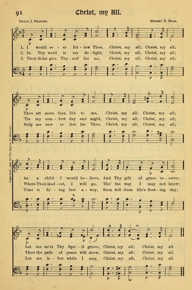 Northfield Hymnal: for use in evangelistic and church services, conventions, sunday schools, and all prayer and social meetings of the church and home page 91