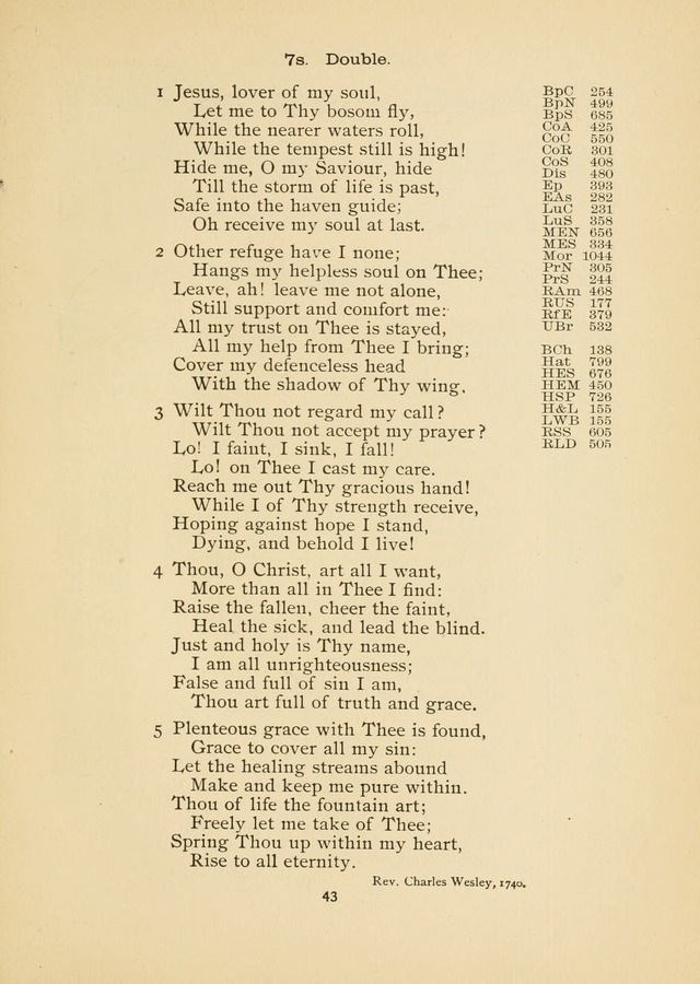 The National Hymn Book of the American Churches: comprising the hymns which are common to the hymnaries of the Baptists, Congregationalists, Episcopalians, Lutherans, Methodists, Presbyterians... page 43