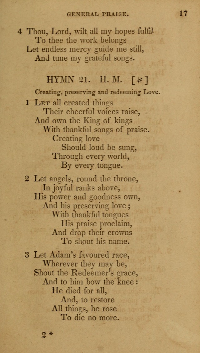 The New Hymn Book, Designed for Universalist Societies: compiled from approved authors, with variations and additions (9th ed.) page 17