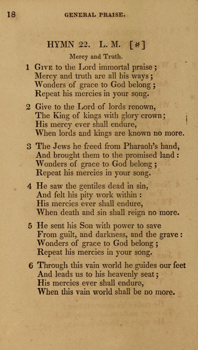 The New Hymn Book, Designed for Universalist Societies: compiled from approved authors, with variations and additions (9th ed.) page 18