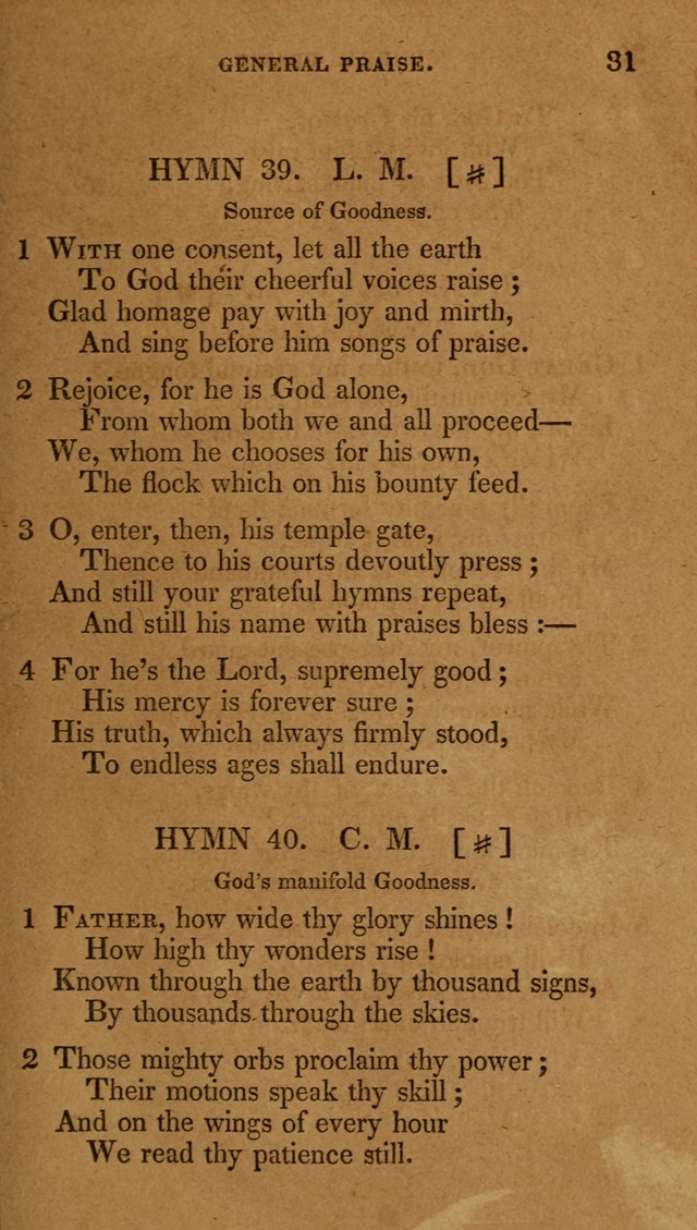 The New Hymn Book, Designed for Universalist Societies: compiled from approved authors, with variations and additions (9th ed.) page 31