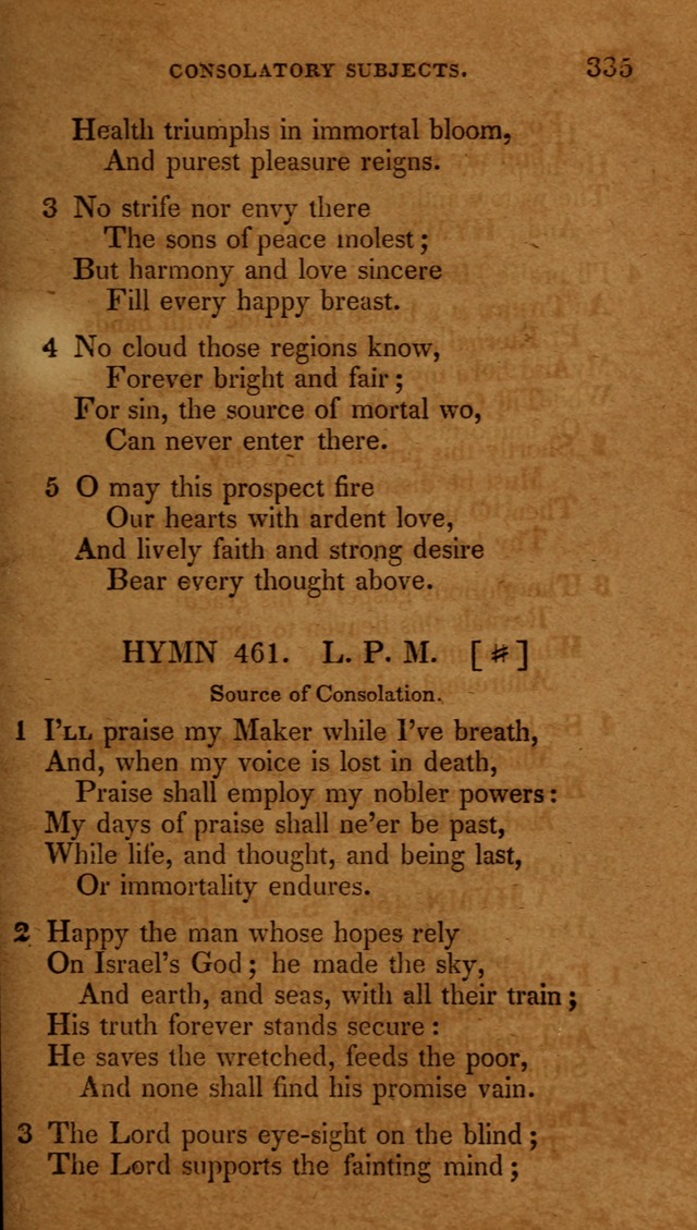 The New Hymn Book, Designed for Universalist Societies: compiled from approved authors, with variations and additions (9th ed.) page 335