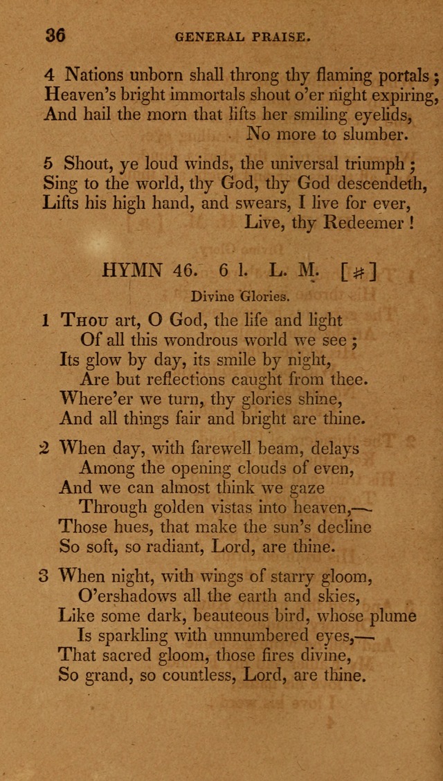 The New Hymn Book, Designed for Universalist Societies: compiled from approved authors, with variations and additions (9th ed.) page 36