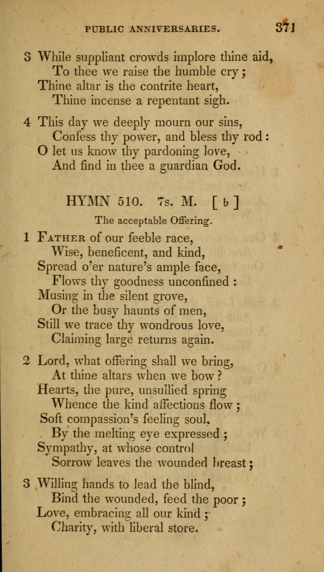 The New Hymn Book, Designed for Universalist Societies: compiled from approved authors, with variations and additions (9th ed.) page 371