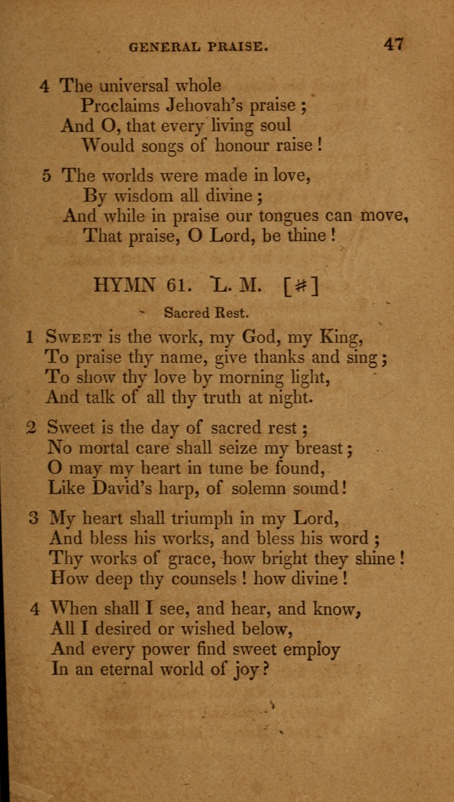 The New Hymn Book, Designed for Universalist Societies: compiled from approved authors, with variations and additions (9th ed.) page 47