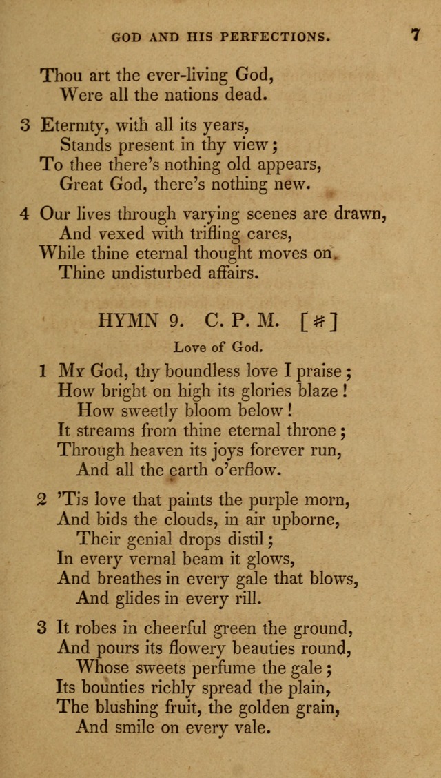 The New Hymn Book, Designed for Universalist Societies: compiled from approved authors, with variations and additions (9th ed.) page 7