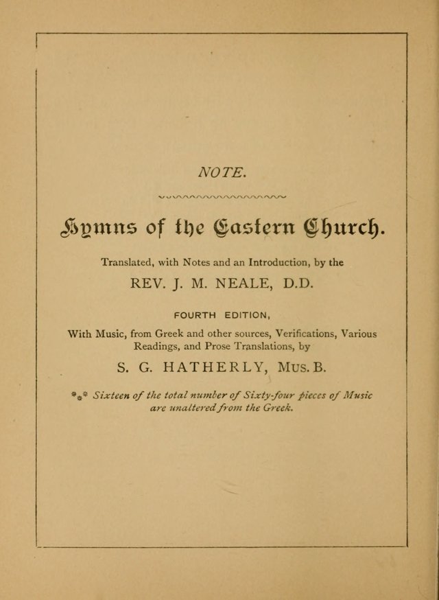 Hymns of the Eastern Church (5th ed.) page 24