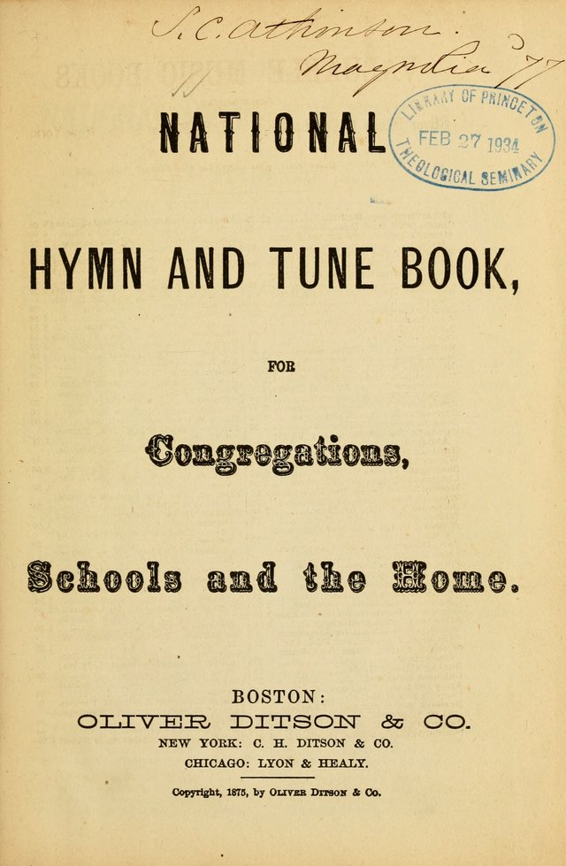 National Hymn and Tune Book: for congregations, schools and the home page 1